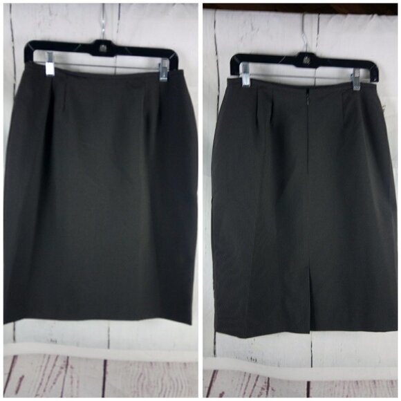 Larry Levine Classics Women's 10P 2 Btn Brown Pinstripe 3pc Pants Skirt … - Picture 11 of 16